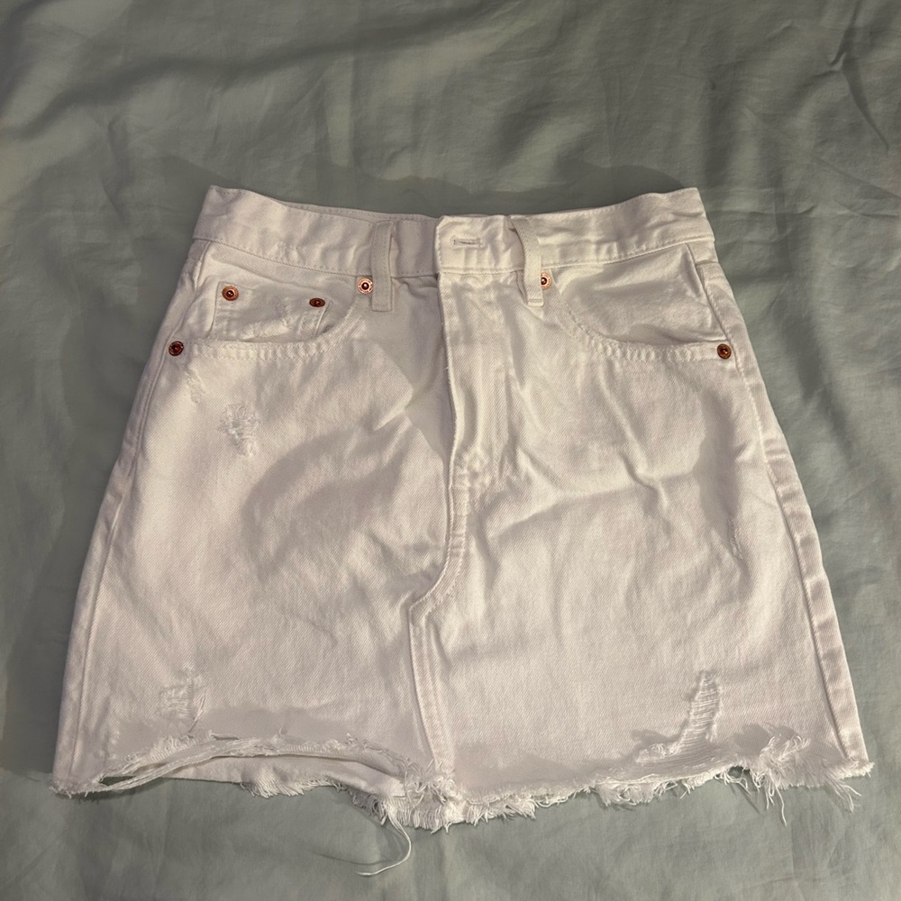 Mango Off-White Denim Skirt